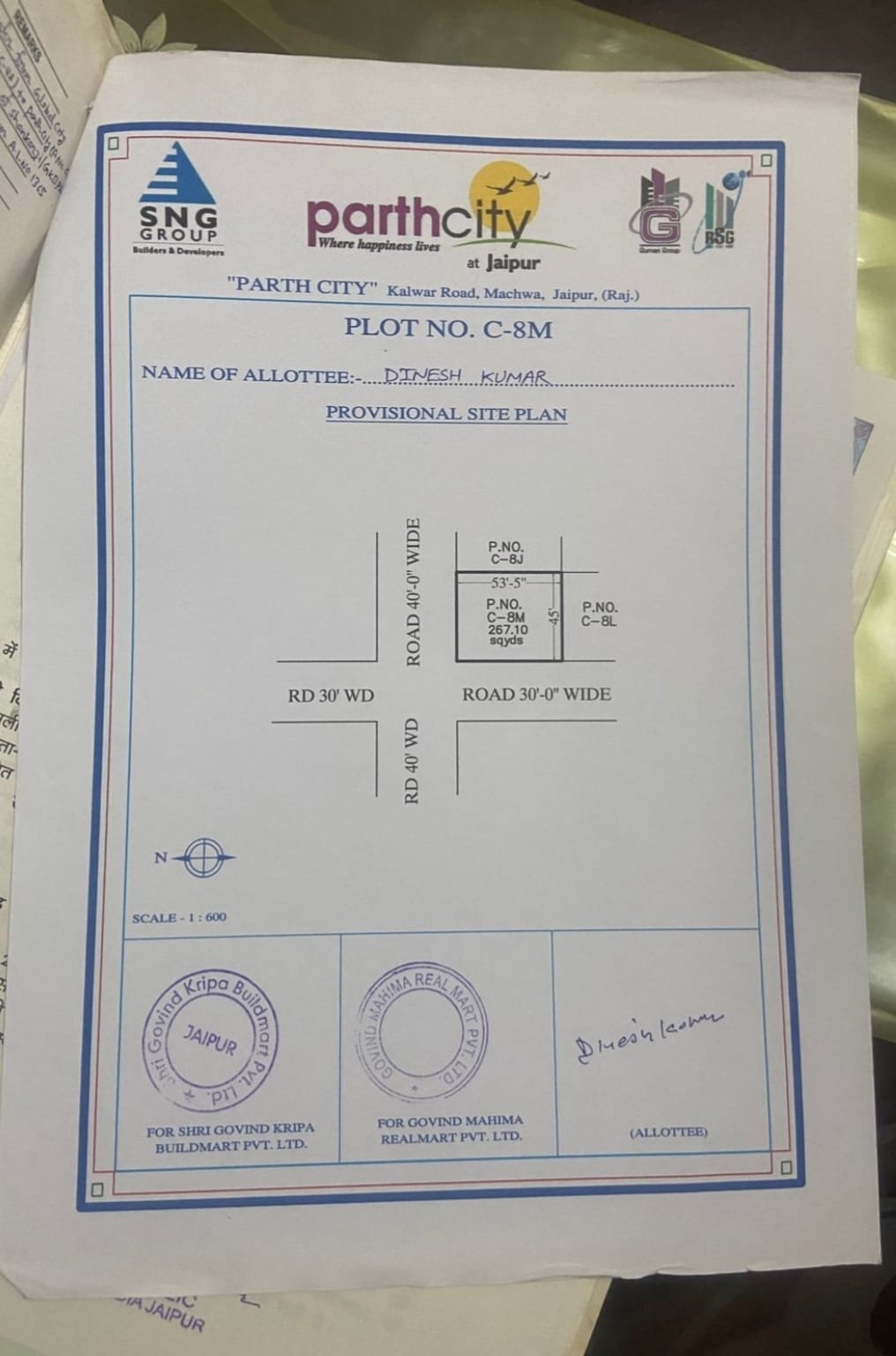 Corner Plot for Sale in C block, C block, Parth City