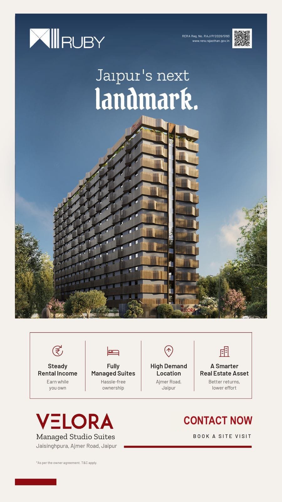 Ruby Velora Studio Suites, Ajmer Road, Jaipur